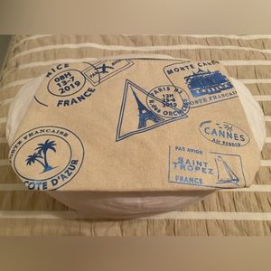 Lancôme Make Up Bag, Cream with Blue (blue lining inside)